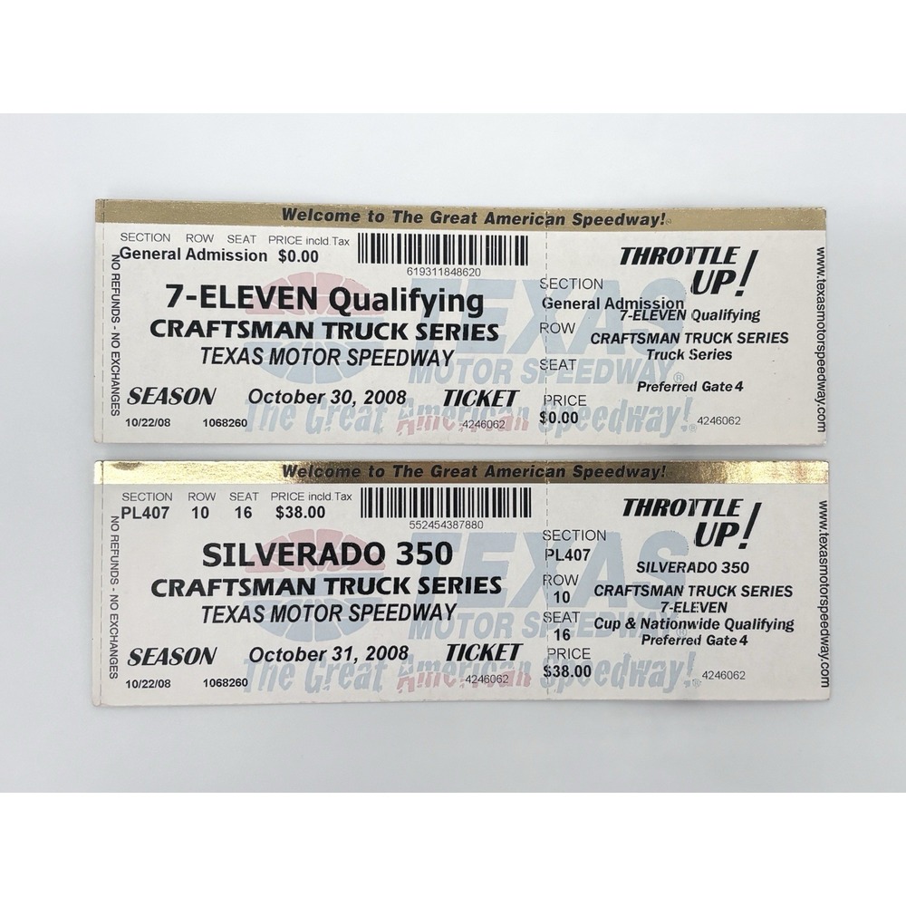 2008 Texas Motor Speedway NASCAR Craftsman Truck Series Tickets Silverado 350